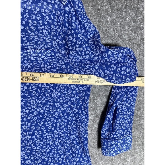 Eddie Bauer Classic Fit Floral Semi Sheer Crinkle Button Up Top Women Size PL - Picture 10 of 11